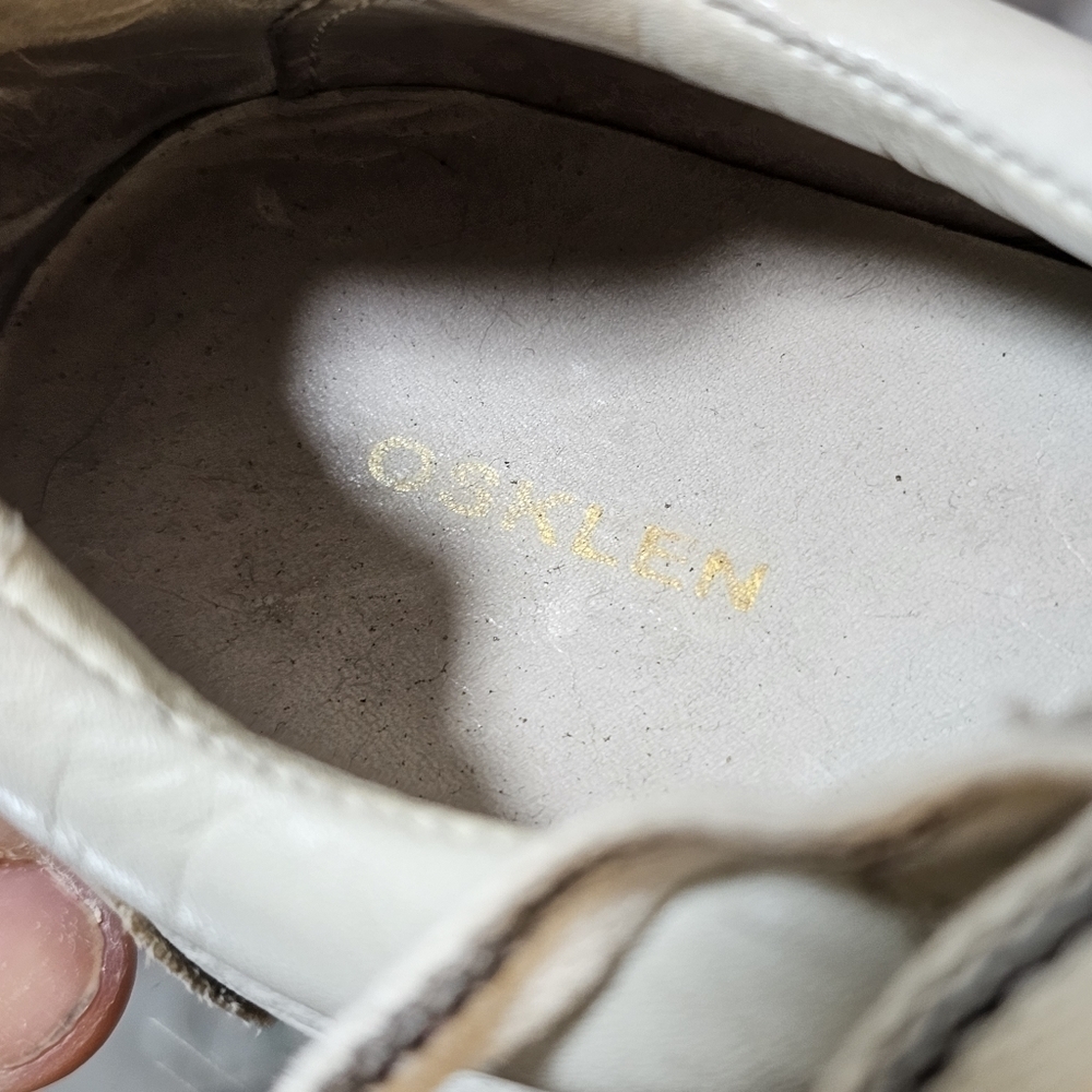 OSKLEN Leather Paneled White Navy Gold Shoes Sneakers Nautical, sz 7 - Picture 6 of 13